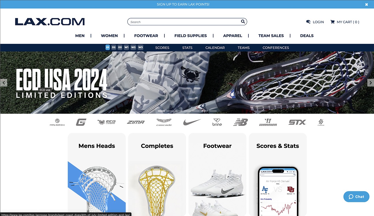 Lax.com website homepage