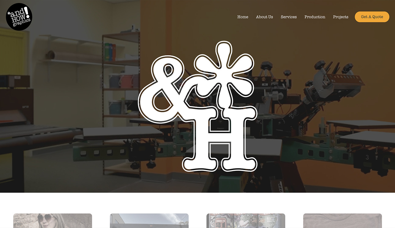 And How! Graphics website homepage