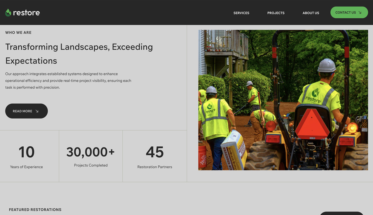 Restore website homepage